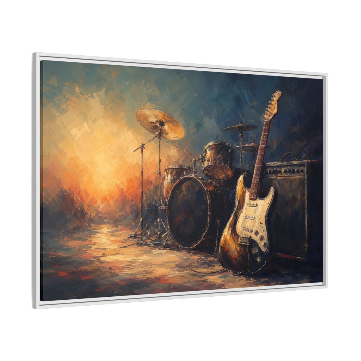 Side Mockup 7. Abstract Musical Instruments Music Instruments Abstract shown as framed canvas print