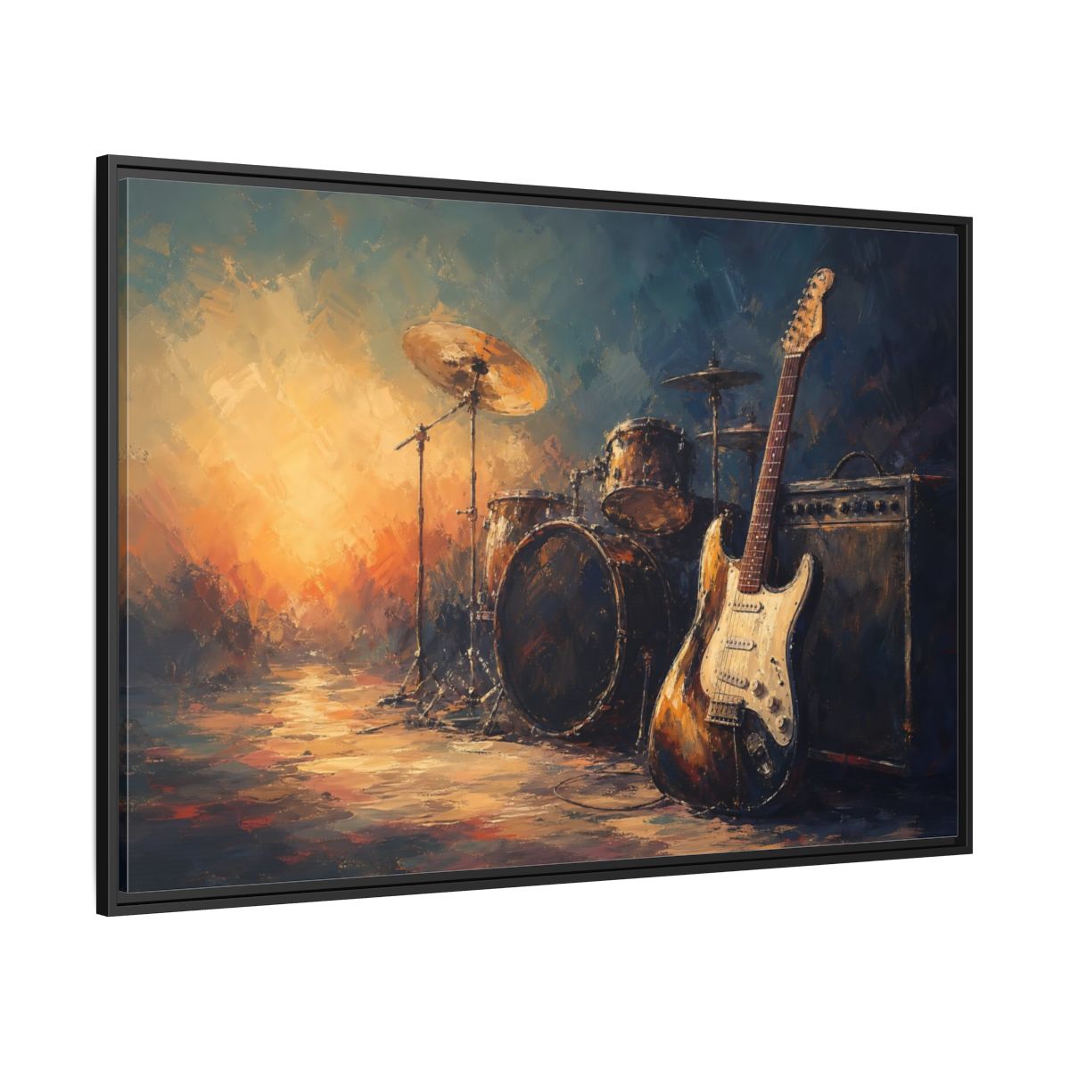 Side Mockup 12. Abstract Musical Instruments Music Instruments Abstract shown as framed canvas print
