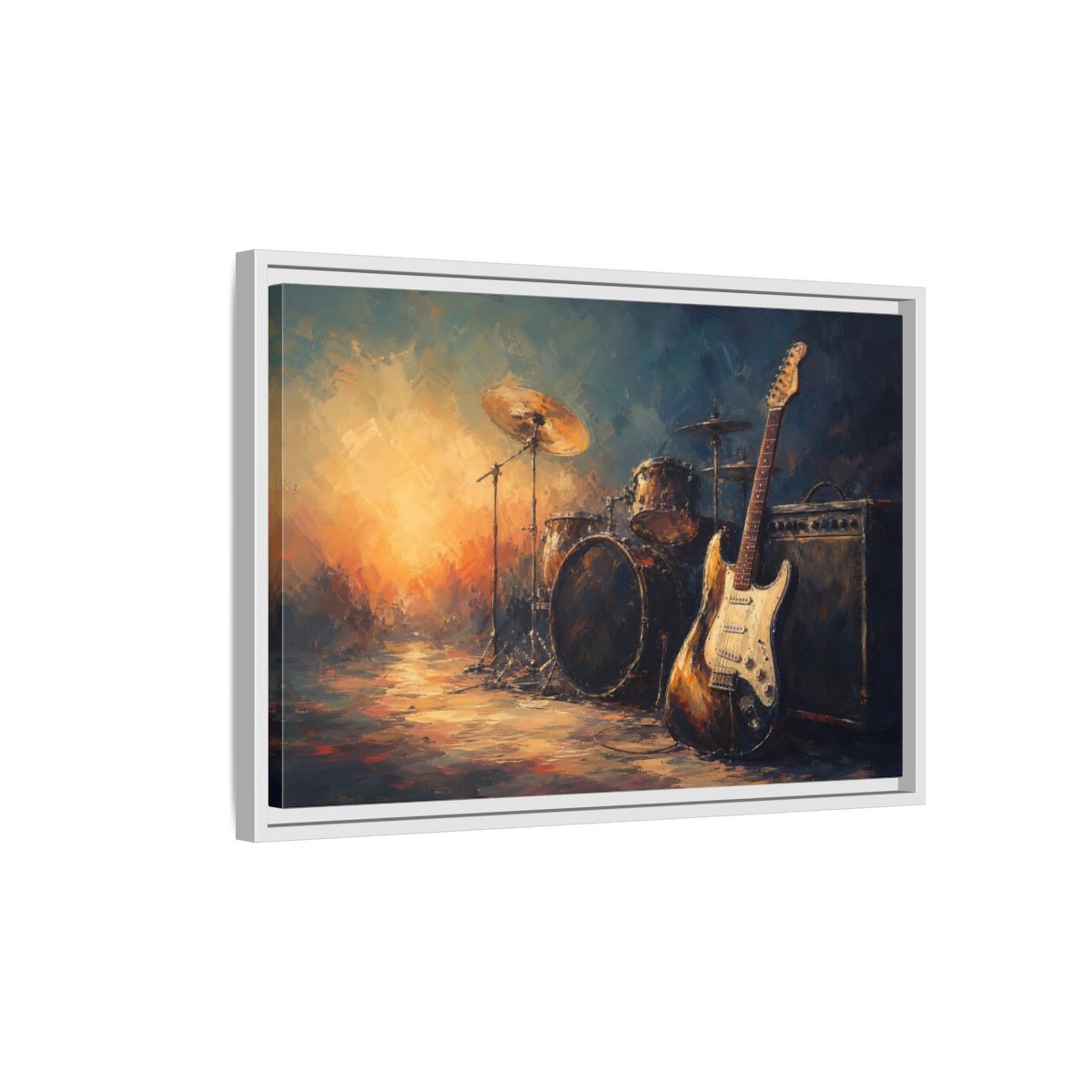 Side Mockup 1. Abstract Musical Instruments Music Instruments Abstract shown as framed canvas print