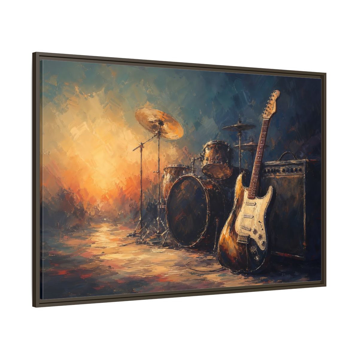 Side Mockup 8. Abstract Musical Instruments Music Instruments Abstract shown as framed canvas print