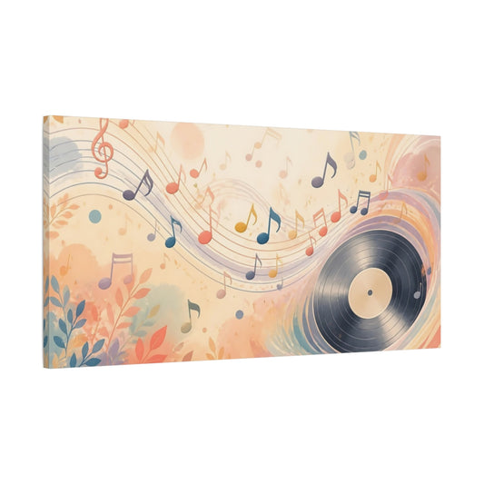 Main Mockup. Abstract Musical Notes Pastel Music Notes shown as canvas print