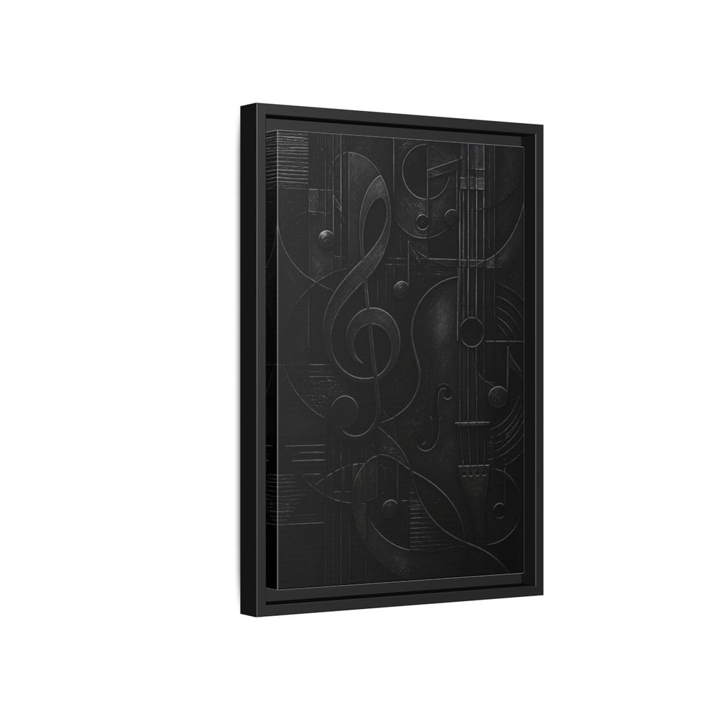 Side Mockup 6. Abstract Musical Symbols Black Musical Art shown as stretched canvas wall art