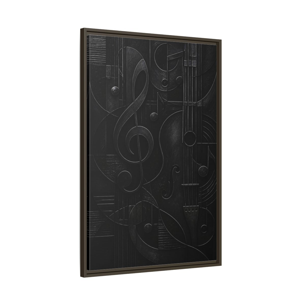 Main Mockup. Abstract Musical Symbols Black Musical Art shown as stretched canvas wall art