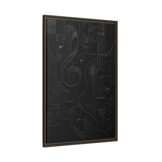 Main Mockup. Abstract Musical Symbols Black Musical Art shown as stretched canvas wall art