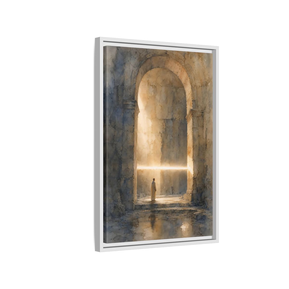 Side Mockup 1. Abstract Mystic Archway Golden Light Arch shown as stretched canvas wall art