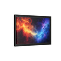 Side Mockup 6. Abstract Nebula Orange Blue Nebula shown as stretched canvas wall art