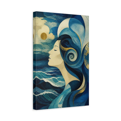 Side Mockup 4. Abstract Ocean Profile shown as canvas print