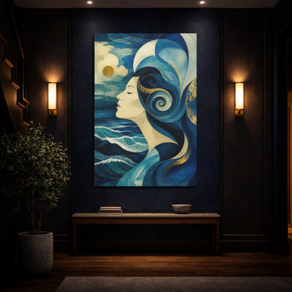 Mockup 4. Abstract Ocean Profile shown as canvas print
