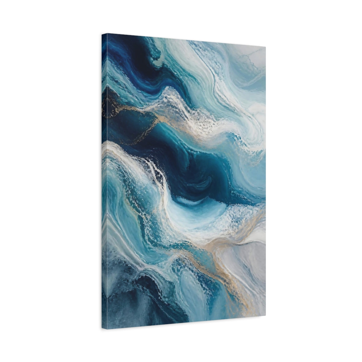 Side Mockup 2. Abstract Ocean Waves shown as canvas print