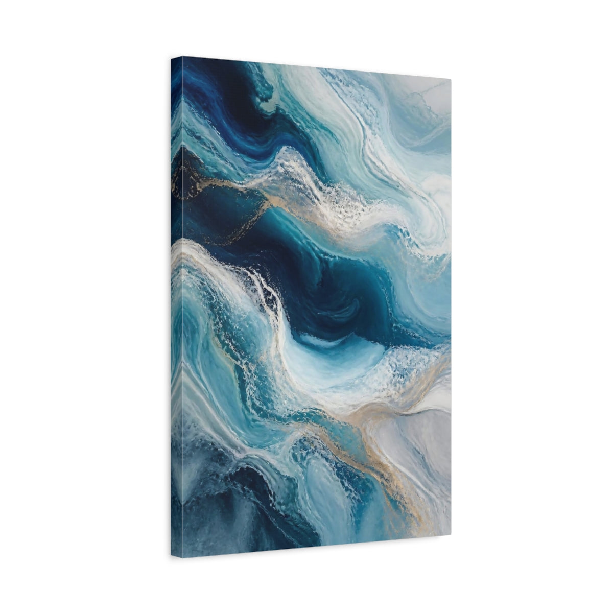Side Mockup 3. Abstract Ocean Waves shown as canvas print