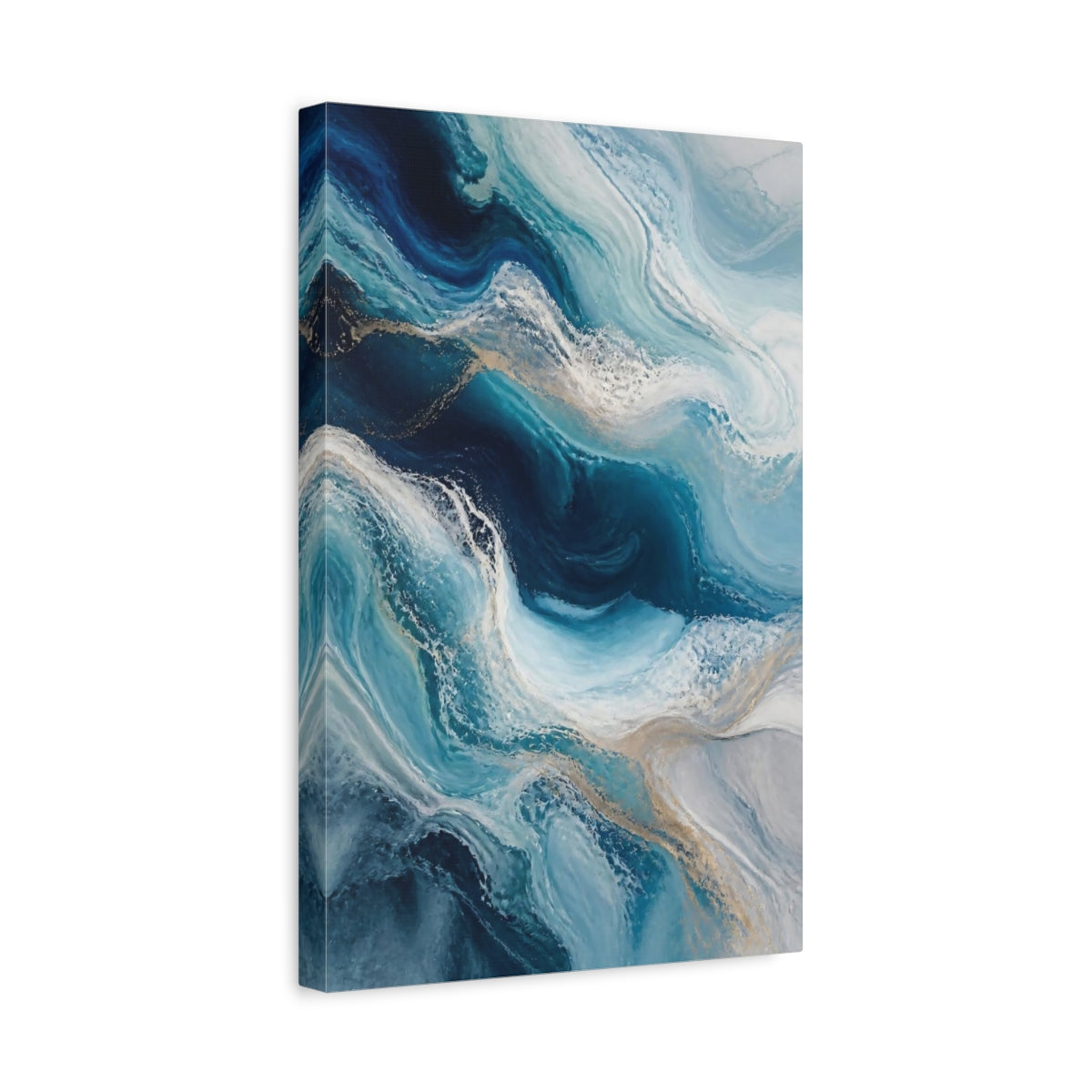 Side Mockup 4. Abstract Ocean Waves shown as canvas print
