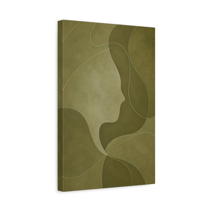 Side Mockup 4. Abstract Olive Face Profile shown as canvas print