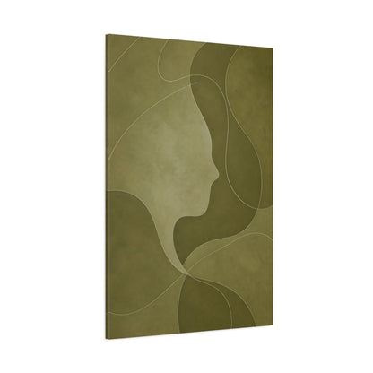 Side Mockup 1. Abstract Olive Face Profile shown as canvas print