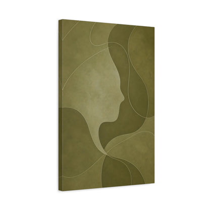 Side Mockup 3. Abstract Olive Face Profile shown as canvas print