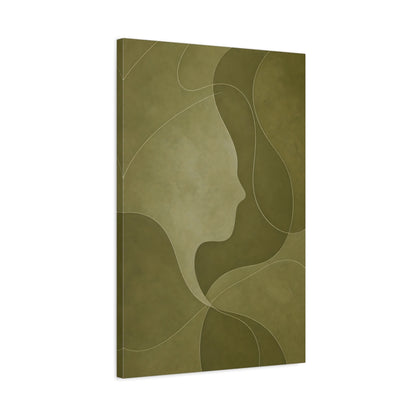Side Mockup 2. Abstract Olive Face Profile shown as canvas print