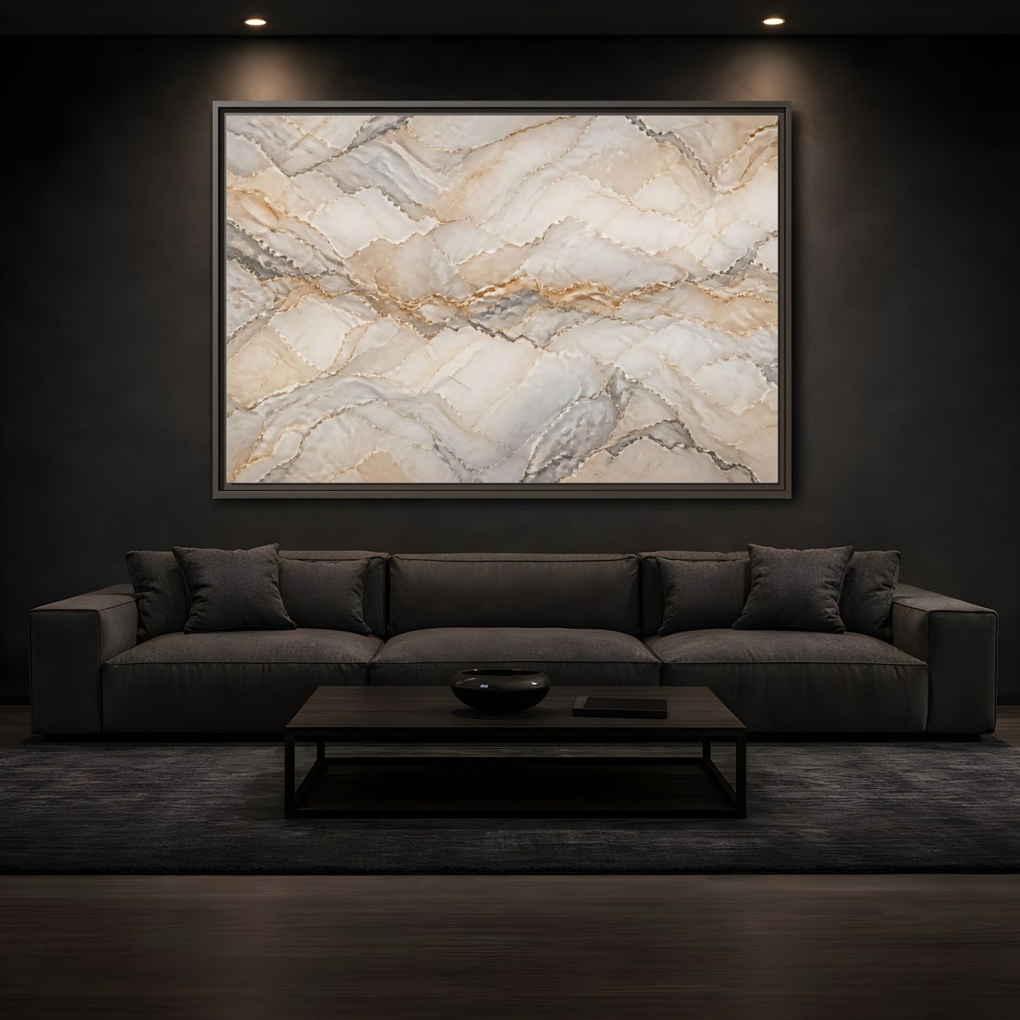Mockup 3. Abstract Onyx Marble Onyx Marble Pattern shown as stretched canvas wall art