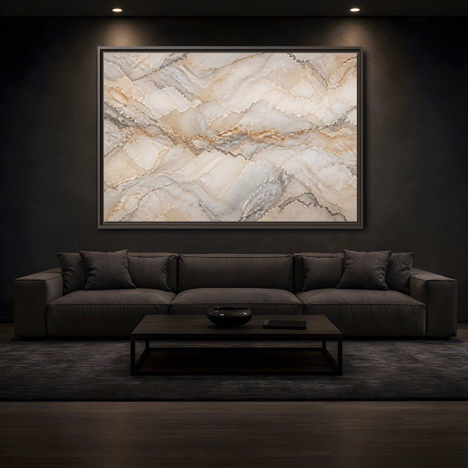 Mockup 3. Abstract Onyx Marble Onyx Marble Pattern shown as stretched canvas wall art