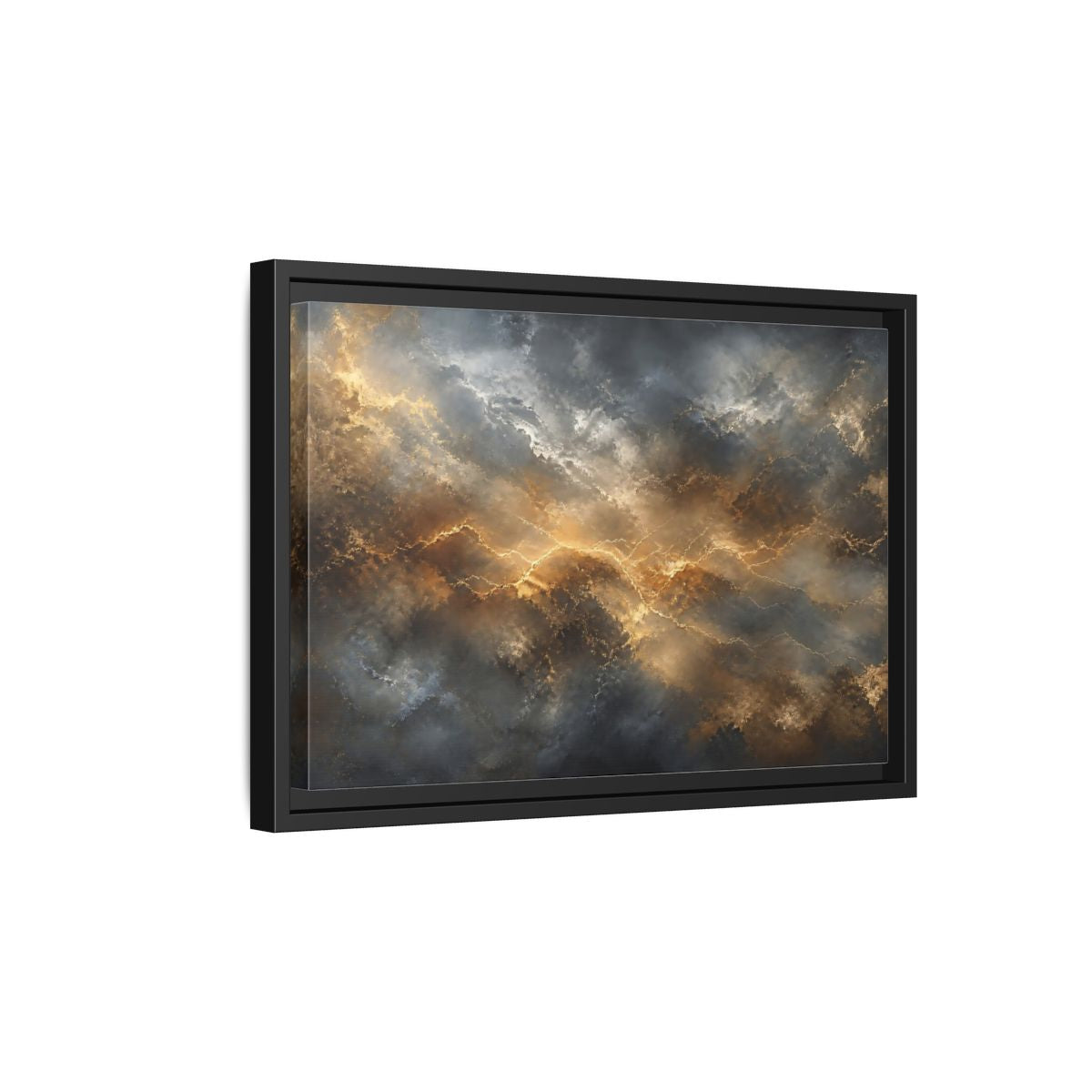 Side Mockup 6. Abstract Abstract Pattern Gold And Gray shown as stretched canvas wall art