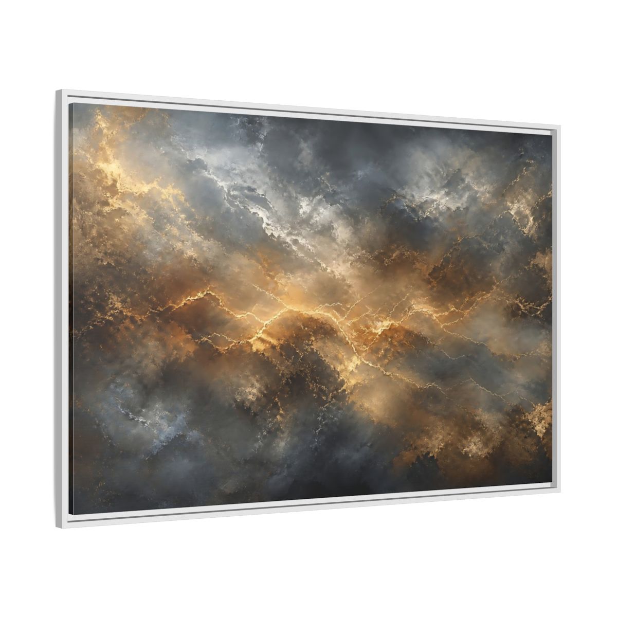 Side Mockup 7. Abstract Abstract Pattern Gold And Gray shown as stretched canvas wall art