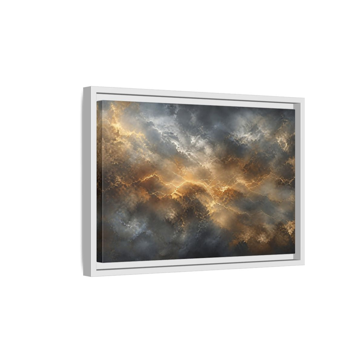 Side Mockup 4. Abstract Abstract Pattern Gold And Gray shown as stretched canvas wall art