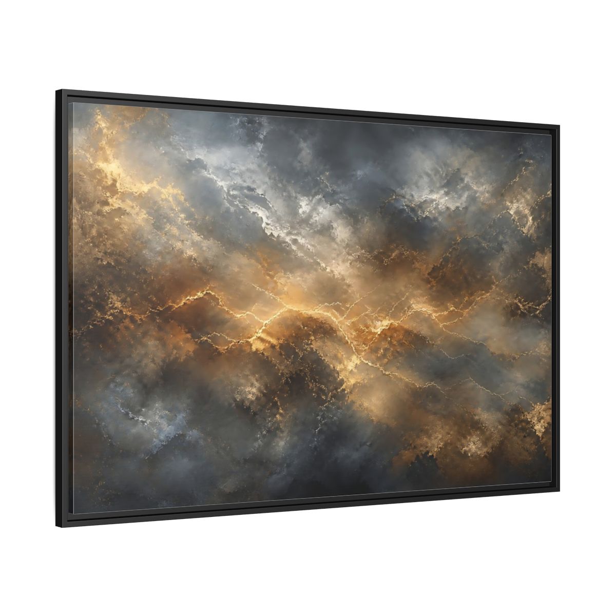 Side Mockup 12. Abstract Abstract Pattern Gold And Gray shown as stretched canvas wall art