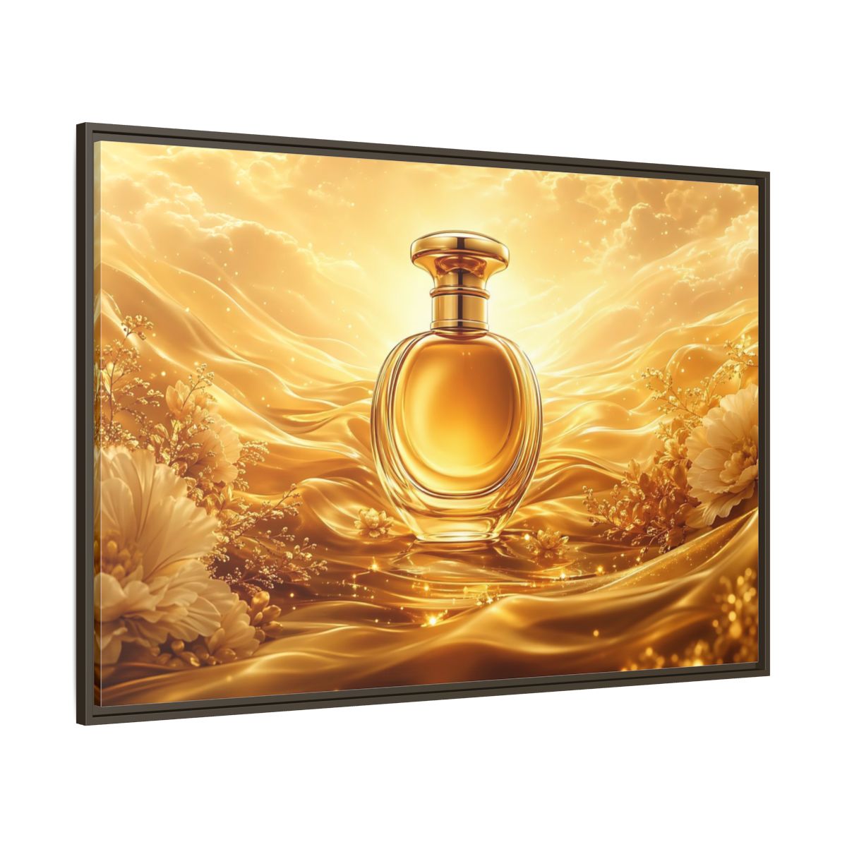 Side Mockup 8. Abstract Perfume Bottle Gold Perfume Bottle shown as stretched canvas wall art