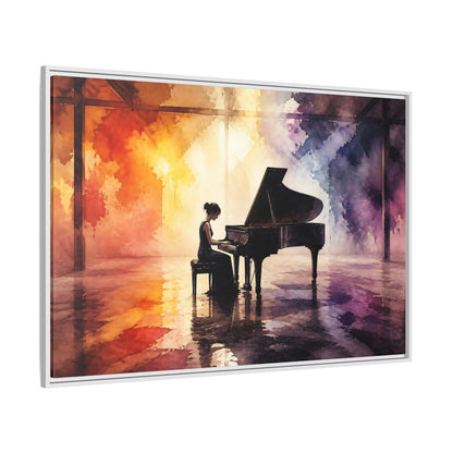 Side Mockup 7. Abstract Piano Colorful Watercolor Piano shown as framed canvas print