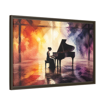 Side Mockup 11. Abstract Piano Colorful Watercolor Piano shown as framed canvas print