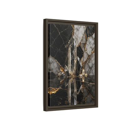 Side Mockup 5. Abstract Quartz Crystal Black And Gold shown as stretched canvas wall art
