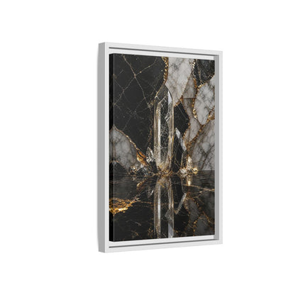 Side Mockup 4. Abstract Quartz Crystal Black And Gold shown as stretched canvas wall art