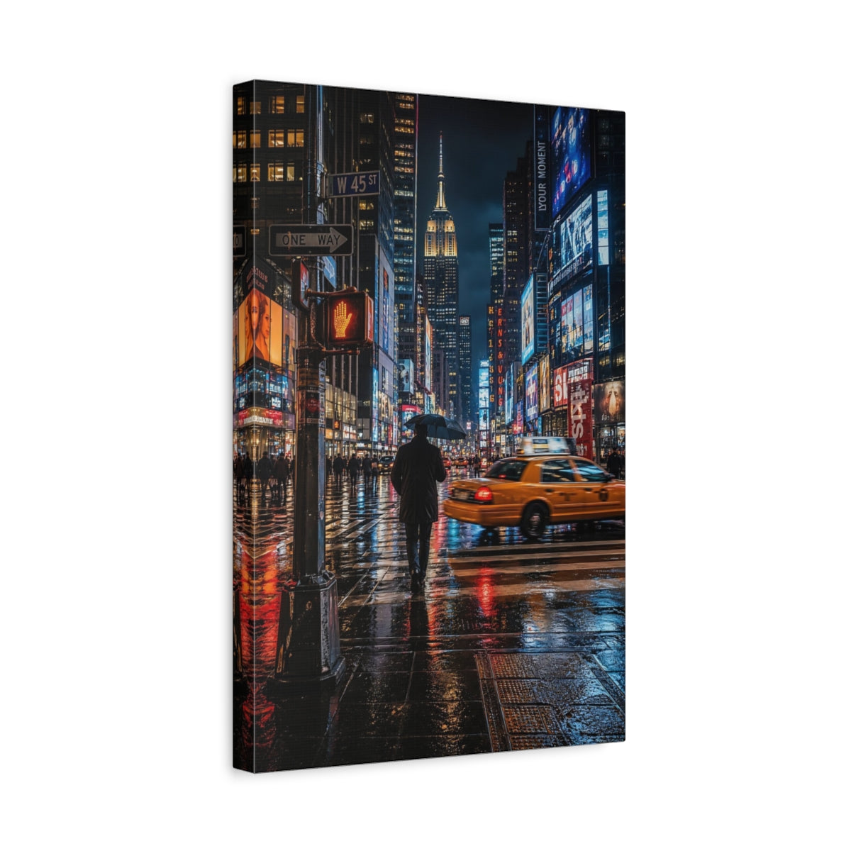 Abstract Rainy City Lights Canvas Wall Art Print - Living Room Above Couch shown as canvas wall art
