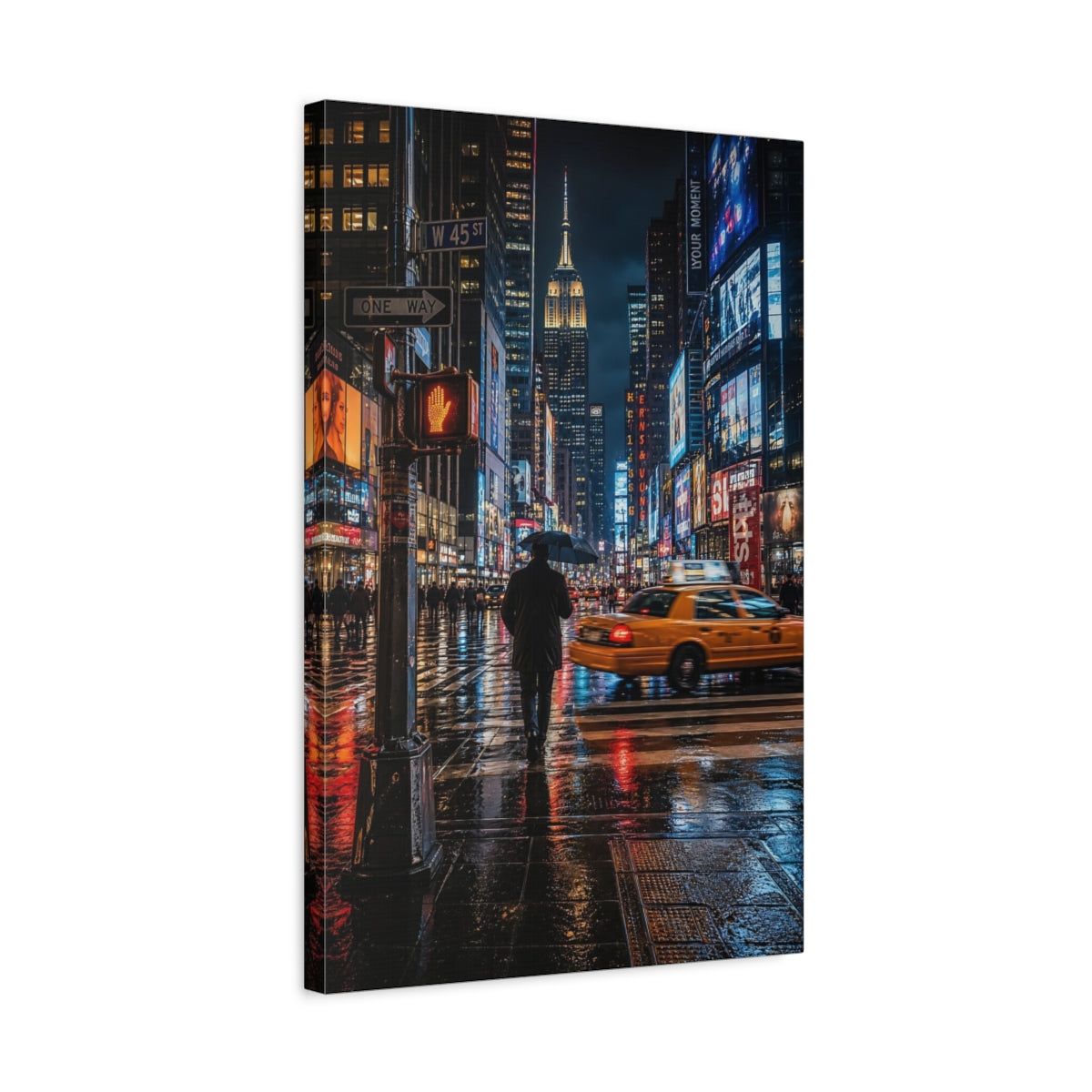 Abstract Rainy City Lights Canvas Wall Art Print - Living Room Above Couch shown as canvas wall art