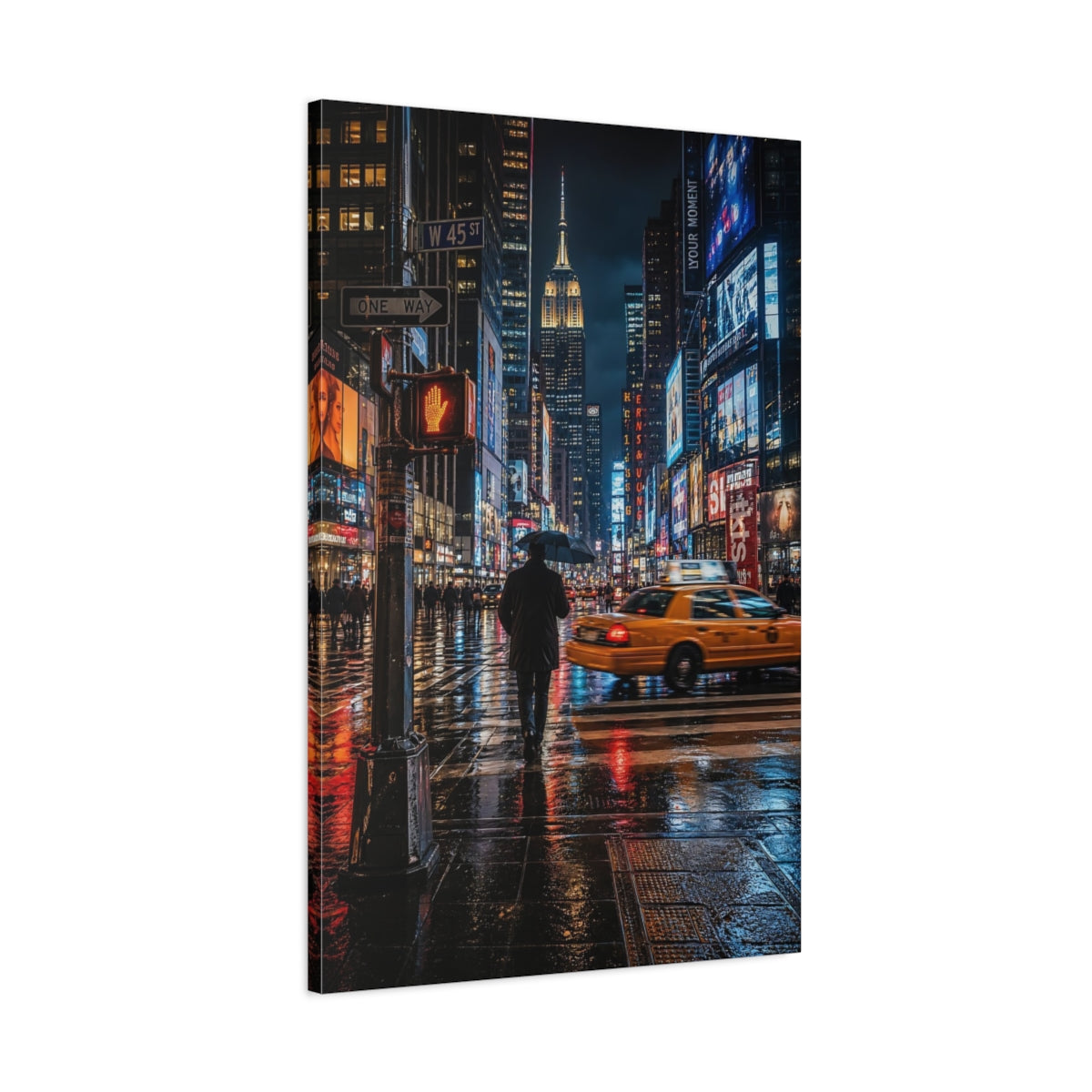 Abstract Rainy City Lights Canvas Wall Art Print - Living Room Above Couch shown as canvas wall art