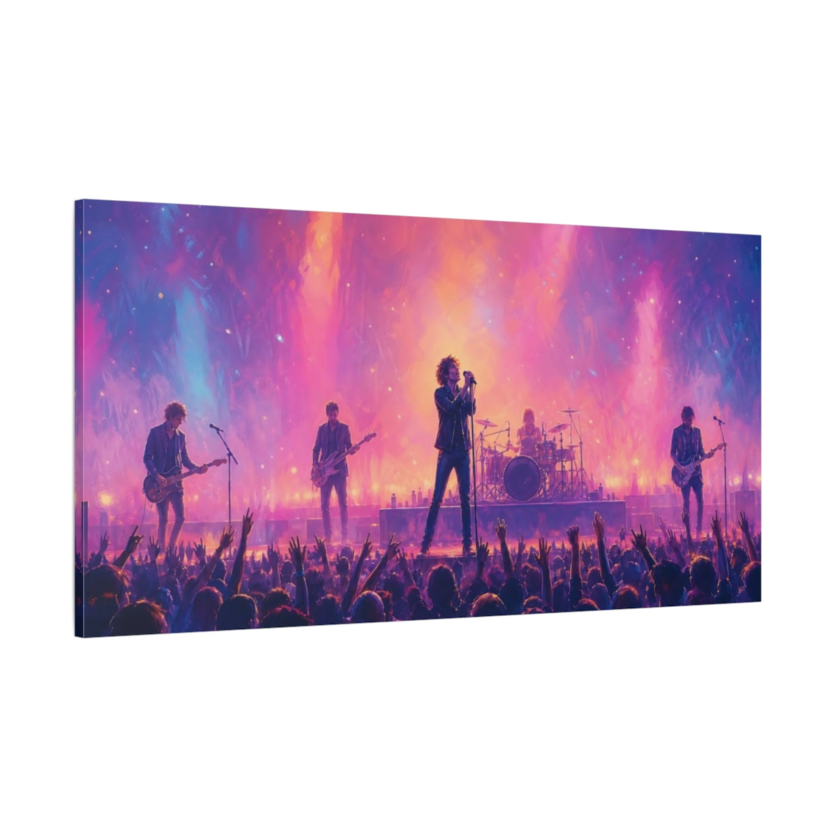 Side Mockup 2. Abstract Rock Concert Vibrant Concert shown as canvas print