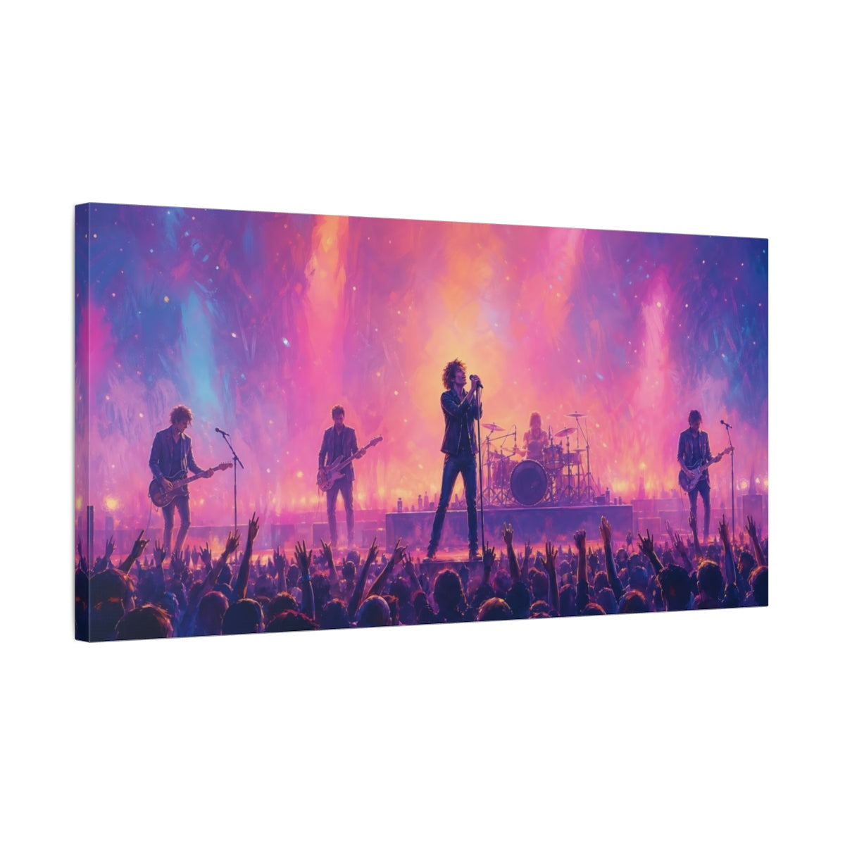 Side Mockup 1. Abstract Rock Concert Vibrant Concert shown as canvas print