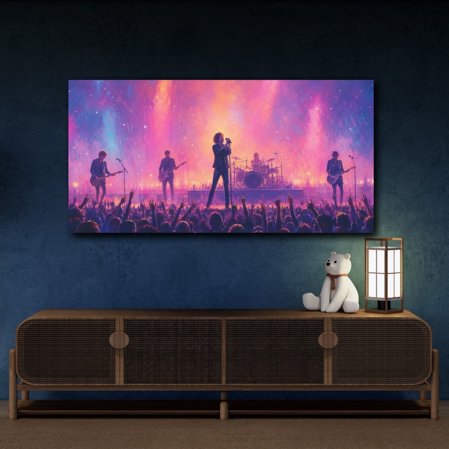 Mockup 4. Abstract Rock Concert Vibrant Concert shown as canvas print