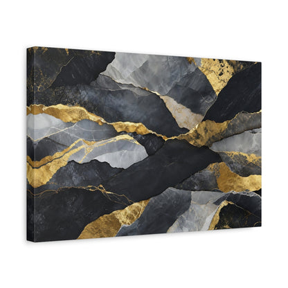 Side Mockup 4. Abstract Rock Texture Black And Gold Abstract shown as stretched canvas wall art