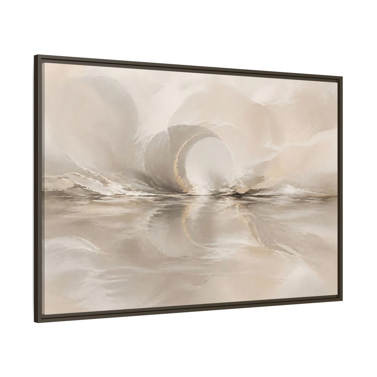Side Mockup 8. Abstract Abstract Shapes Beige Gold Abstract shown as stretched canvas wall art