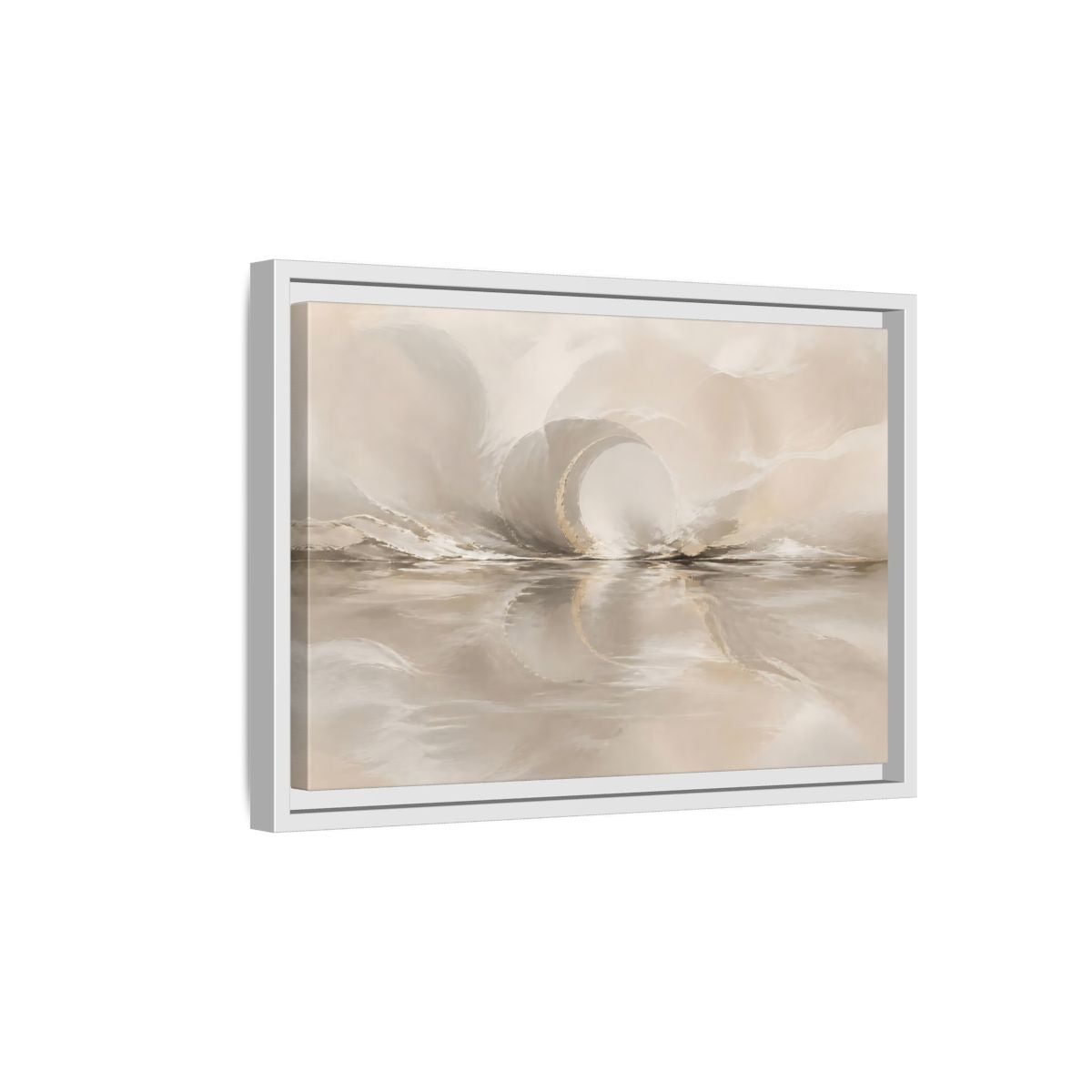 Side Mockup 4. Abstract Abstract Shapes Beige Gold Abstract shown as stretched canvas wall art