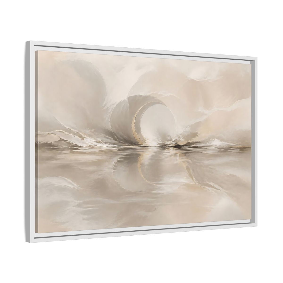 Side Mockup 10. Abstract Abstract Shapes Beige Gold Abstract shown as stretched canvas wall art