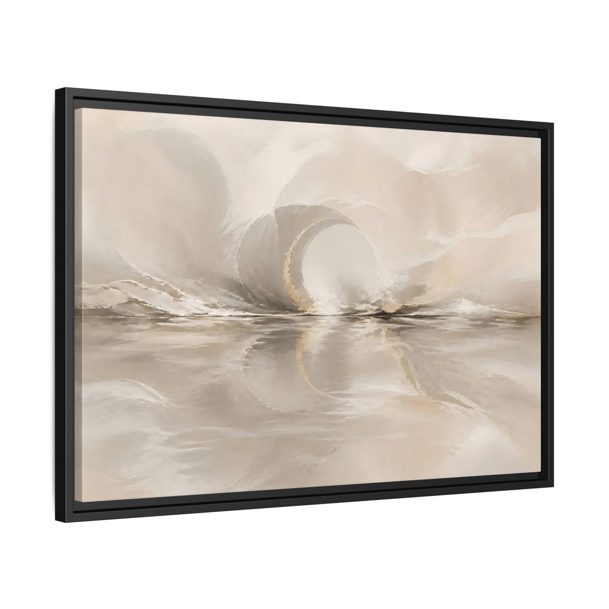 Side Mockup 14. Abstract Abstract Shapes Beige Gold Abstract shown as stretched canvas wall art
