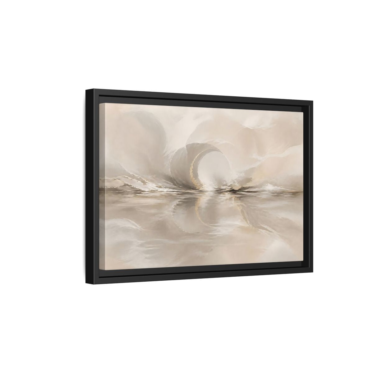 Side Mockup 6. Abstract Abstract Shapes Beige Gold Abstract shown as stretched canvas wall art