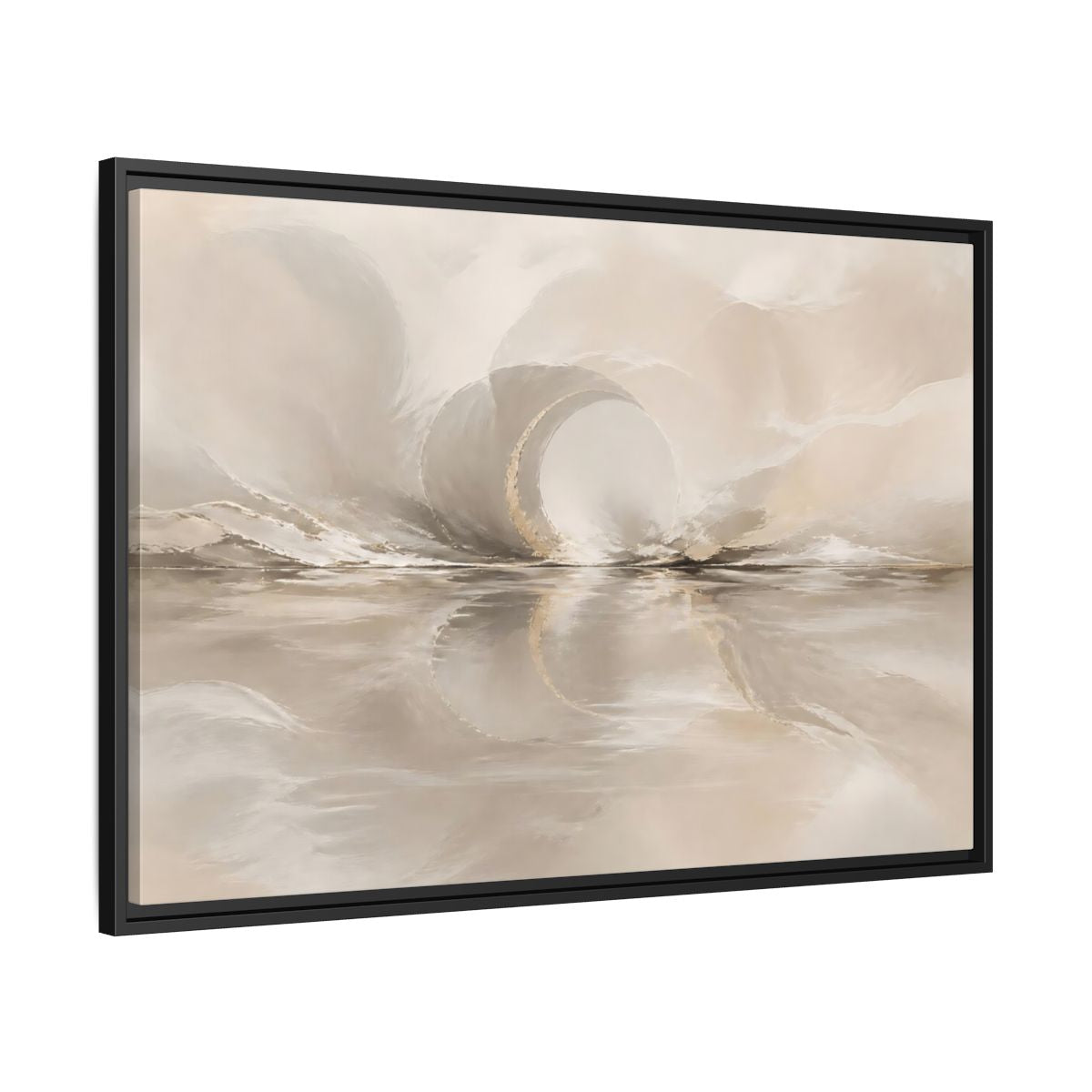 Side Mockup 13. Abstract Abstract Shapes Beige Gold Abstract shown as stretched canvas wall art