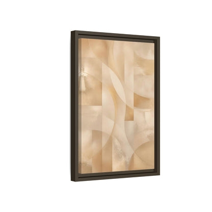 Side Mockup 5. Abstract Abstract Shapes Gold And Beige shown as stretched canvas wall art