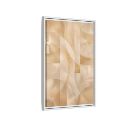 Side Mockup 1. Abstract Abstract Shapes Gold And Beige shown as stretched canvas wall art