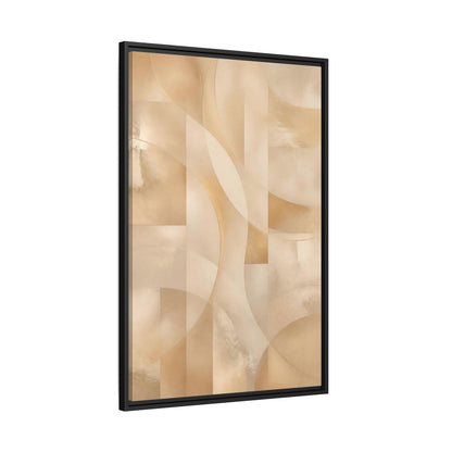 Side Mockup 13. Abstract Abstract Shapes Gold And Beige shown as stretched canvas wall art