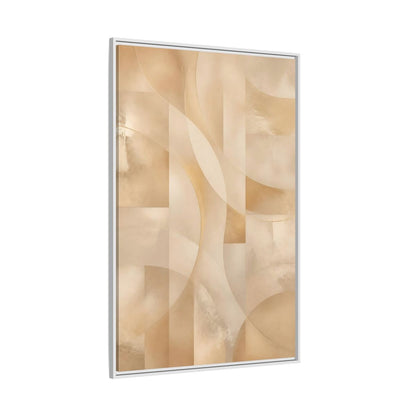 Side Mockup 7. Abstract Abstract Shapes Gold And Beige shown as stretched canvas wall art