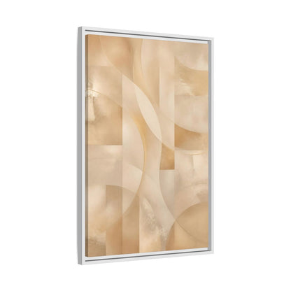 Side Mockup 10. Abstract Abstract Shapes Gold And Beige shown as stretched canvas wall art