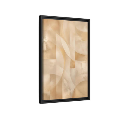 Side Mockup 3. Abstract Abstract Shapes Gold And Beige shown as stretched canvas wall art