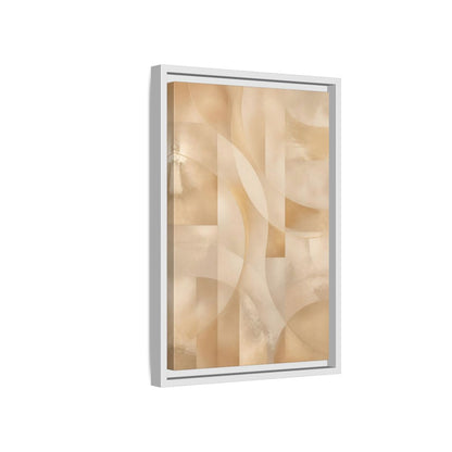 Side Mockup 4. Abstract Abstract Shapes Gold And Beige shown as stretched canvas wall art